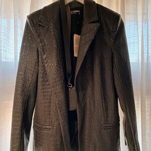 Nocturne Faux Leather Black Blazer/Jacket w Belt